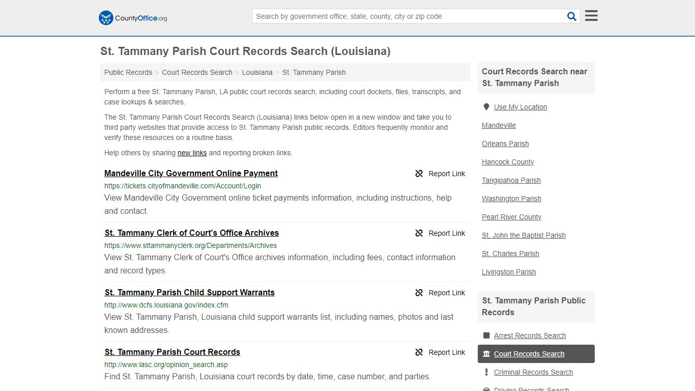 St. Tammany Parish Court Records Search (Louisiana) - County Office
